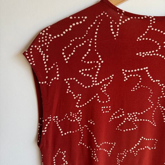 BOSS by Hugo Boss Esoa V Neck Top Dot Blouse Extra Small Red Career Professional - Picture 11 of 15